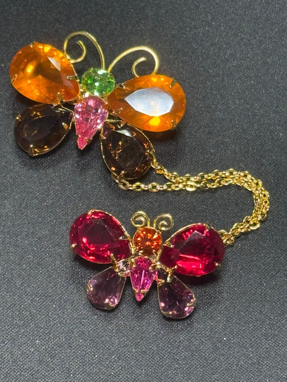 Vintage Joan Rivers Double Brooch, Dust Bag and Box
